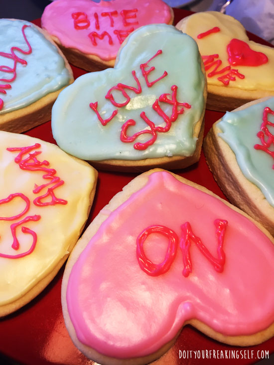 Celebrate your singleness with some Subversive Conversation Herat Anti Valentines day cookies. You know you want to! - doityourfreakingself.com