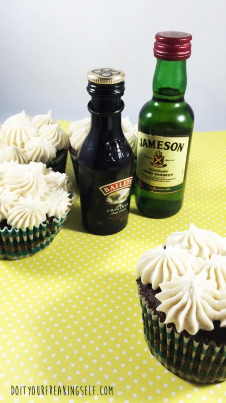 Tasty, acohol infused Irish Car Bomb Cupcakes. Perfect for any St. Patrick's Day get together!