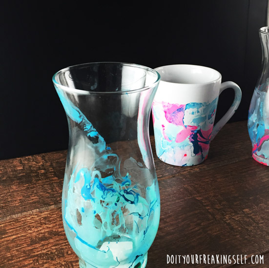 DIY Marbled Nail Polish Mugs | Handmade by Kelly