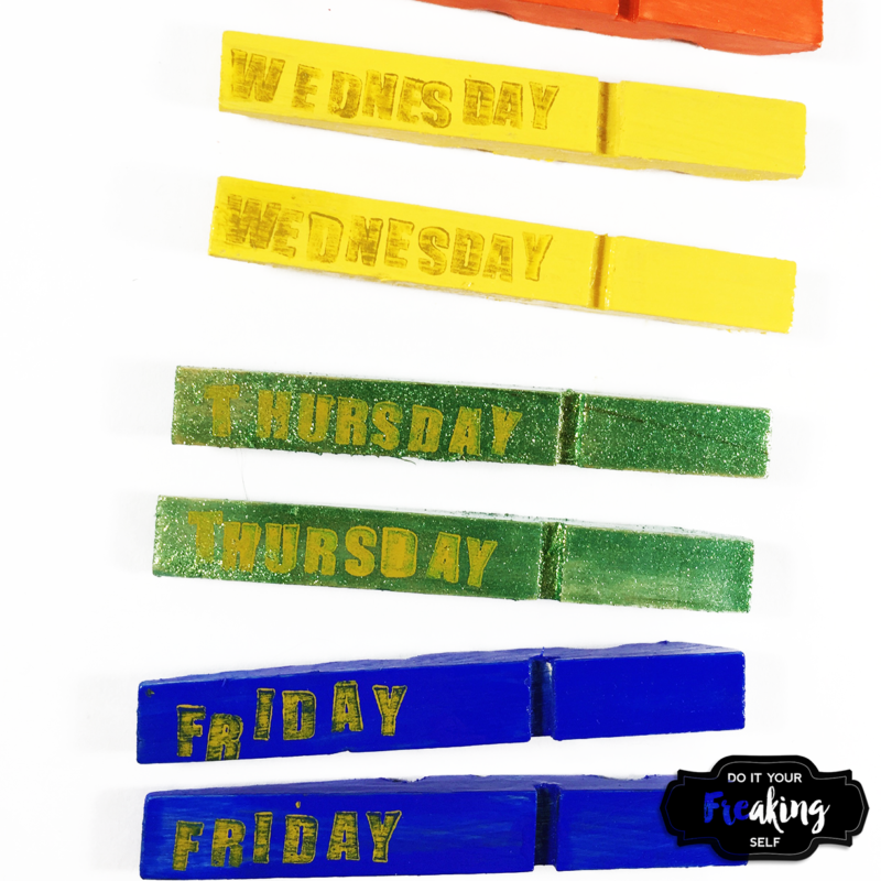 Day of the Week Clothes Pin Magnets - Make and use rainbow clips to organize your closet, school lunches and to do lists