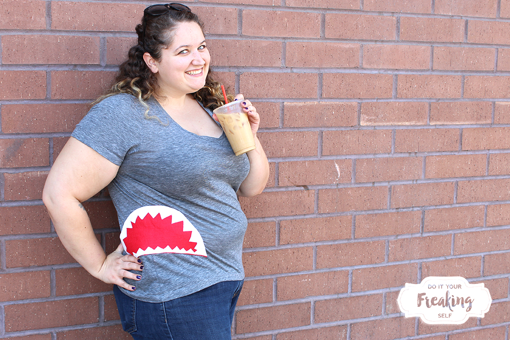Survive the Sharknado in your own DIY Sharknado Costume T-shirt! No Sew, quick and easy for you or that shark lover in your life!