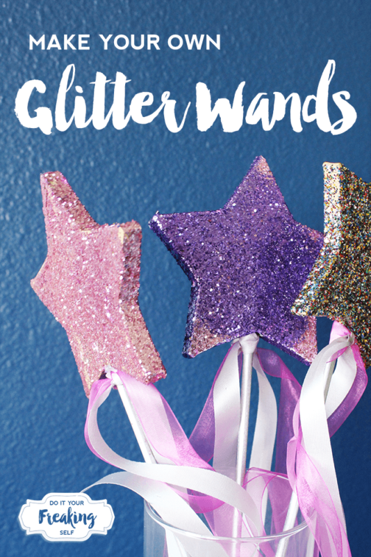 Do you have a princess in the fairy phase or just loves magic? Make your own Glitter Star Wand for dress up, parties, halloween and more!