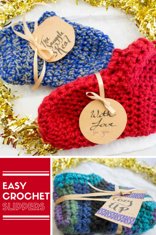 Keep your toes warm and toasty some fun and easy crochet slippers! A free pattern for beginners and experts alike for a quick seasonal project! | Hostess gift | Handmade Christmas | Slipper socks | Crochet booties | Do It Your Freaking Self