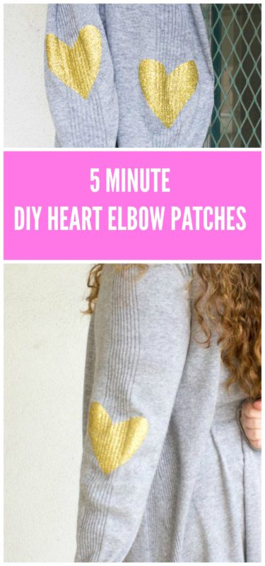 Breathe new life into an old sweater with a quick DIY Glitter Heart Elbow Patch! Simply cut out and iron in the desired location and you've got a whole new look! - Heart Patch Sweater | Elbow Patch | DIY Upcycle | Cardigan | Valentines - Do It Your Freaking Self