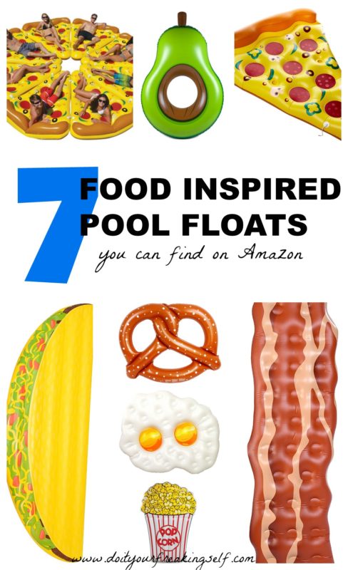 Your swimming pool should be home to giant flamingos, unicorns and champagne dreams this summer! Check out this season's hottest pool floats! - Pizza pool floats | bacon | eggs | Taco | pretzel | avocado | Food pool floats - Do It Your Freaking Self