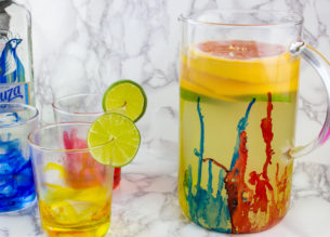 Create to impress this summer with this DIY Alcohol Ink Pitcher and Glass set! A perfect fit for a backyard party or watercolor paint and sip!