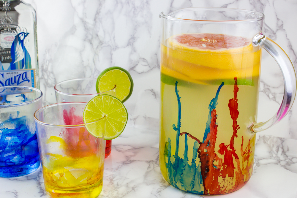 DIY Alcohol Ink Pitcher and Glass Set