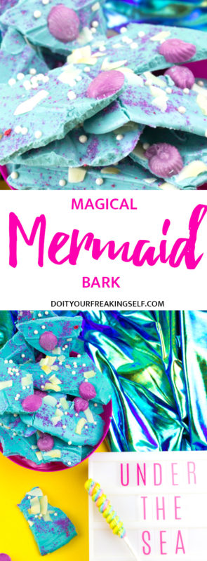 Dive under the sea with some Magical Mermaid Bark! Inspired by your favorite mermaid, this sweet treat is a must have for your summer parties or treat table!