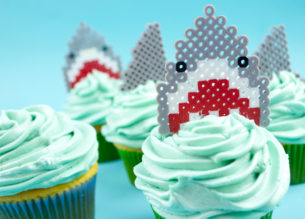 Kick off your Shark Week or Sharknado festivities with some kid friendly Perler Bead Shark Cupcake Toppers! You know you want to! 
