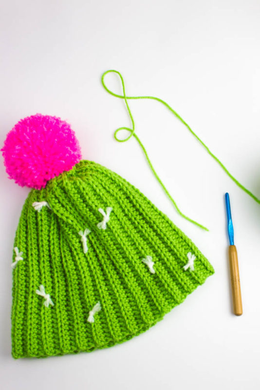 Whether you're a plant lady waiting to happen, or just have a deep love of all things cactus, this Crochet Cactus Hat Pattern is enough to make you swoon without getting prickly! | Do It Your Freaking Self | #CrochetHat #freePattern #cactusHat 