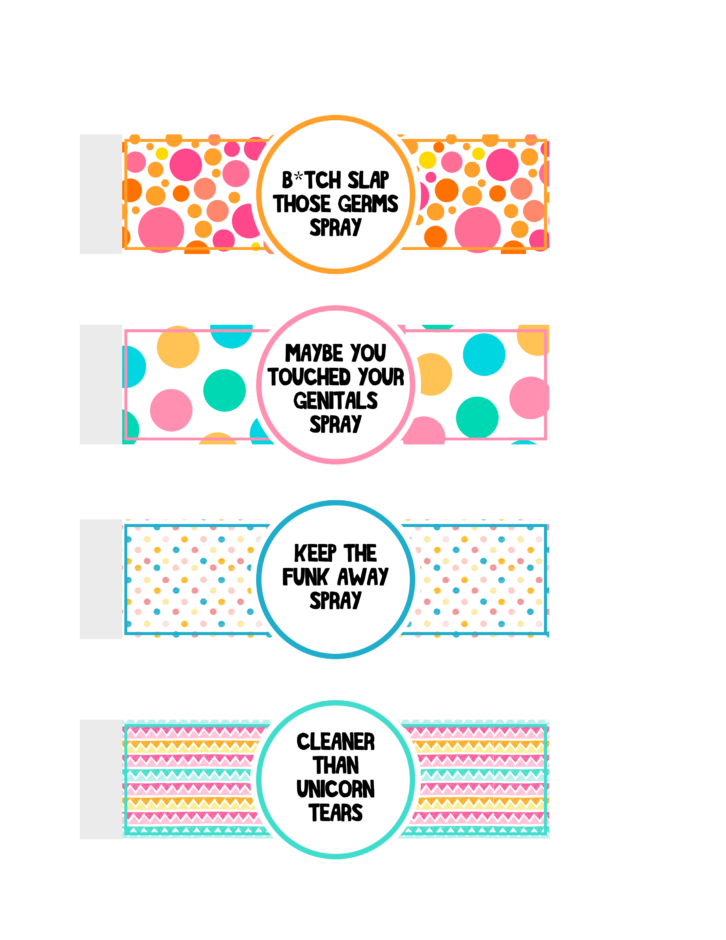 Do It Your Freaking Self DIY Hand Sanitizer Spray and colorful labels