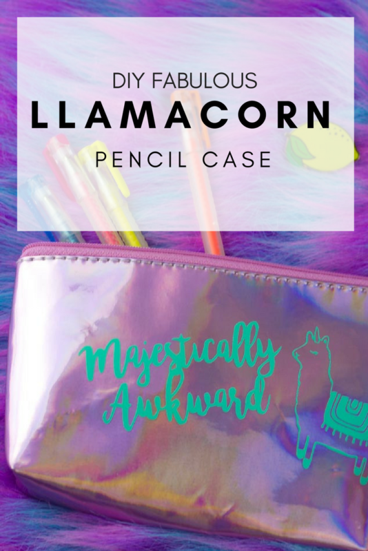 Express fabulous self with a fun Magestically Awkward Llamacorn Pencil Bag. Make custom holographic pencil bags for your fabulous self and friends!  | #GiftIdea #SchoolSupplies #llamacorn #CutFile