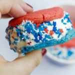 patriotic ice cream sandwiches - red white blue sprinkles