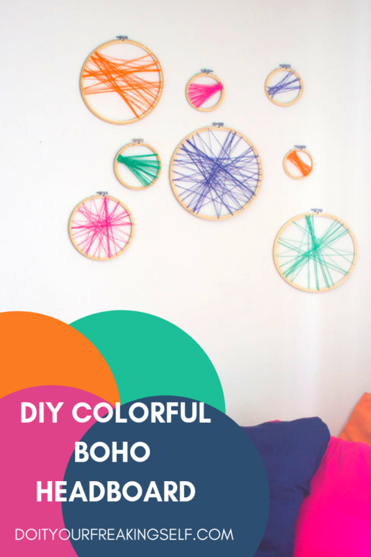 embroidery hoop headboard - diy colorful boho headboard - bohemian