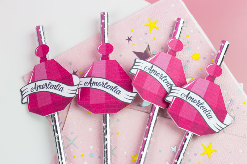 These free printable amortentia straw toppers are perfect for whatever potion you're brewing!